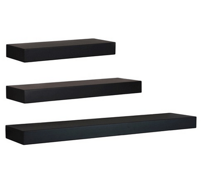 black shelves